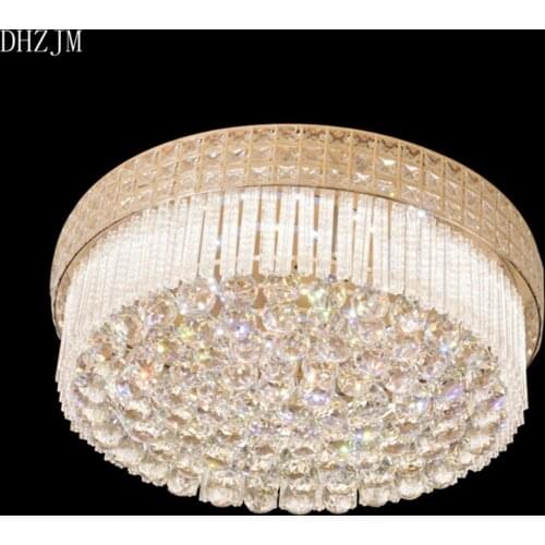 Chandelier Crystal Ceiling Mounted Light for Home Restaurant DecoratioLed Crystal Living Room Ceiling Lamps round Golden Modern
