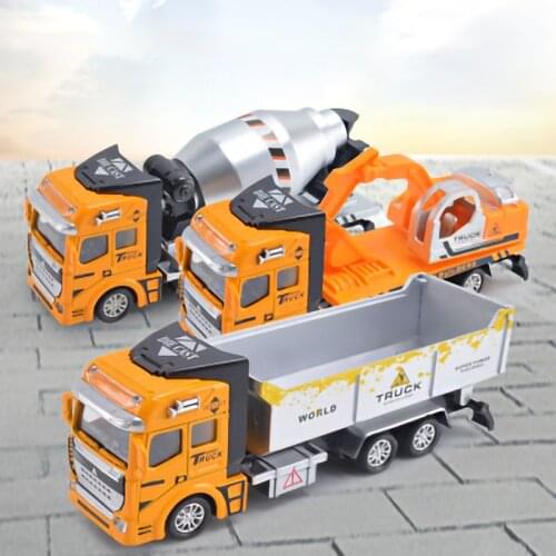 Alloy Engineering Vehicle Pull back toy car 1:48 excavator Blender Dump truck children plaything gift Simulation model construct