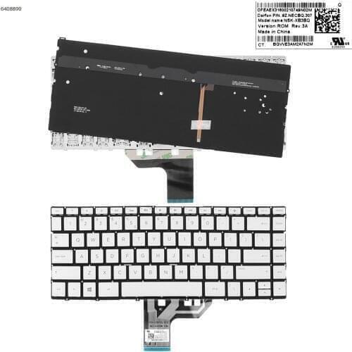 US Layout New Keyboard for HP Spectre 13-w014tu 13-w015tu 13-w016tu 13-w017tu 13-w018tu 13-w019tu Laptop Silver with Backlit