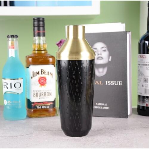 QUEENBAR Black And Gold 700ML Cocktail Shaker Mixer Wine Martini Boston Shaker For Bartender Drink Party Bar Tools