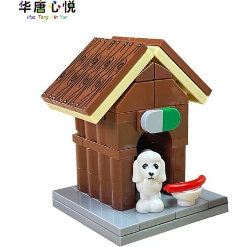 Locking City Series MOC Kennel Chihuahua Sausage Building Blocks Educational Toys Chirls Gift Assemble The Set Cities Model Toy