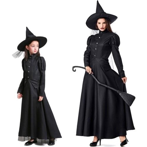 Halloween Costumes Stage Performance Adult Cosplay Black Witch Witch Playing Parent-child Costume Anime Cosplay