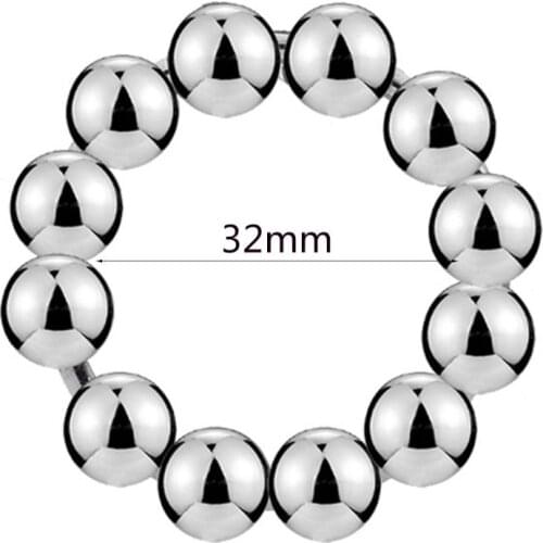 Stainless Steel Male Cock Bondage Restraint Penile Beads Ring Lock Fine Ring Adult Game Sex Toy for Men Gay