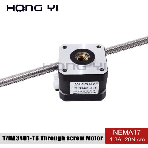 NEMA17 42HA34-T8*8 400MM 4-lead stepper motor Penetration through-screw stepper motor 1.3A 28N.CM 3D printer accessories