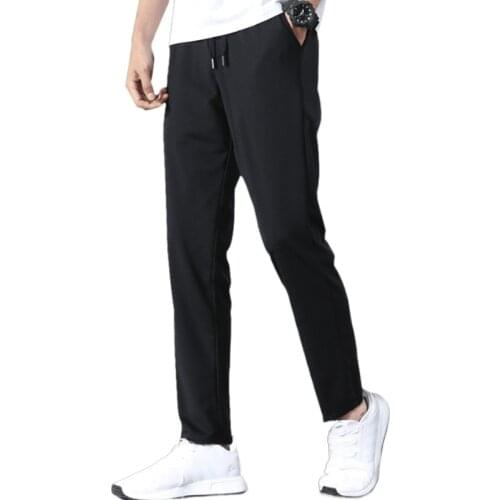 2021Summer New Mens Sports Pants Thin Ice Silk Mesh Quick-drying Stretch Loose Casual Pants Breathable Large Size Sweatpants