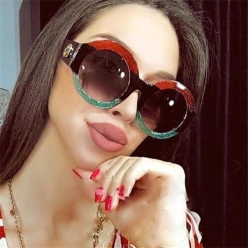 Oversized Round Sunglasses Trendy Eyewear Fashion Red Green Sun Glasses Men Brand Designer Luxury Summer Leopard Glasses