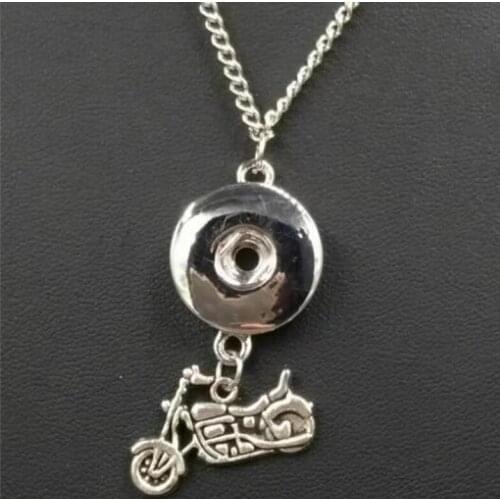 Motorcycles Pendant Necklace motorcycle Snap Button Charm Necklace Fashion Jewelry Gift