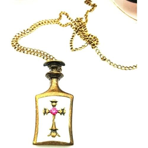 Cross Perfume Bottle Pendant Necklace European And American Retro Womens Popular Fashion Jewelry Free Shipping VGN240