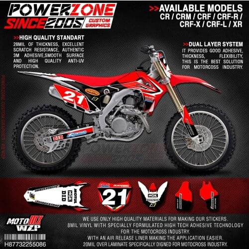 PowerZone Custom Team Graphics Backgrounds Decals 3M Stickers Kit For HONDA CRF250R 2014-2017 CRF450R 2013-2016 086