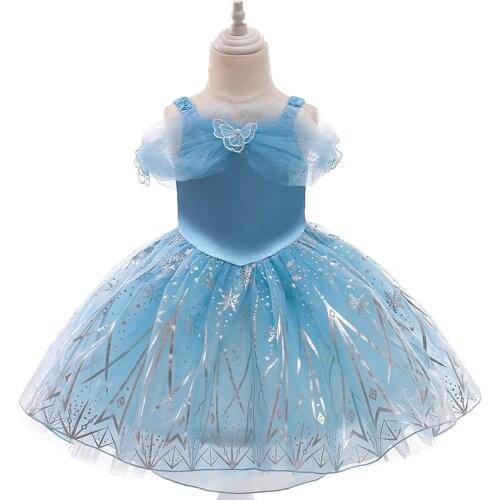 Girls Princess Dress Cinderella Strapless Snowflake Blue Princess Dress Birthday Party Dress Girl Dress Baby Christmas Clothes