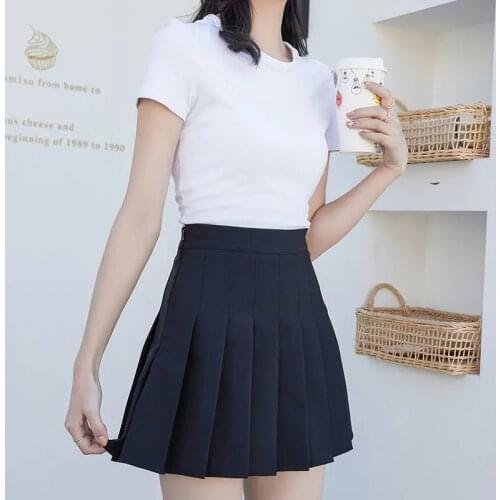 Harajuku JK Pleated Skirt Women Summer Casual Korean Fashion Ladies High Waist A Line Sweet Girls Sexy Mini Tennis Dance Skirt
