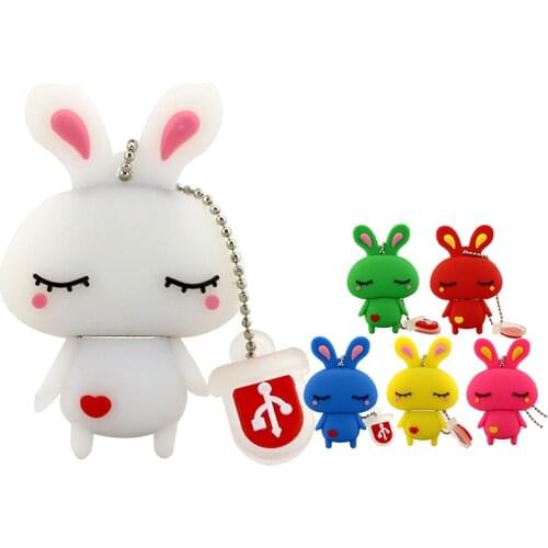Lovely Animal Rabbit USB Flash Drive Pen Drive 4GB 8GB 16GB USB Stick External Memory Storage Love Rabbit Pen Drive Flash Card