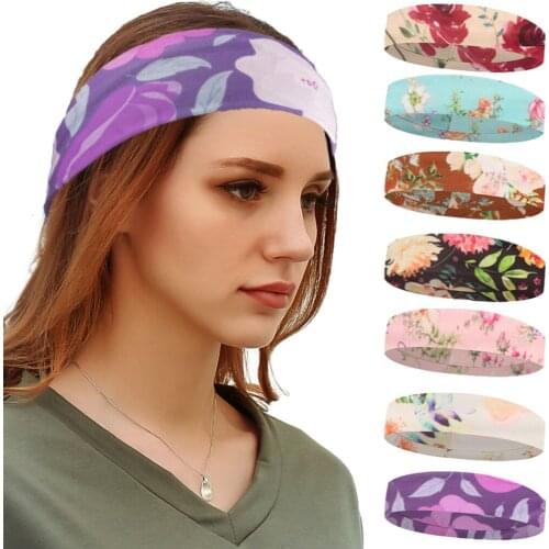 Flower print yoga Cycling headband female wide-brimmed hair band headband sports running fitness headband Hairband Headpiece