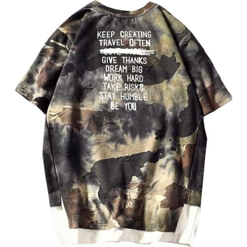 2020 New Summer Men Streetwear Short Sleeve T Shirts Hole ripped Tee Shirt Homme Drop Shipping M-5XL ABZ356