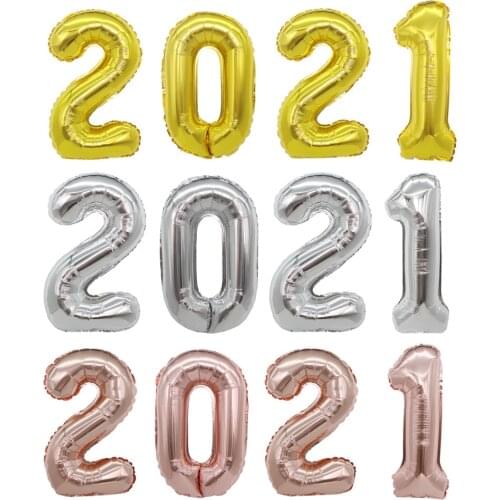 4PCS Navidad 2021 Number Foil Balloons Gold Silver Digit Helium Baloons Merry Christmas New Year Decoration Noel 2021 Xmas Gift