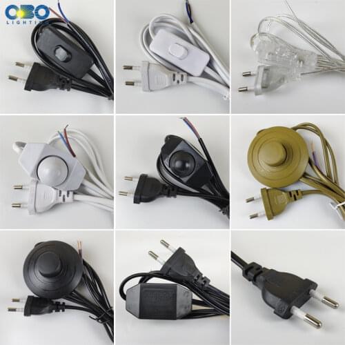 EU Plug With Switch Wire 1.7M Dimmer Black/White Lamp Cable For Table Lamp For Floor lamp 110-220V Electricity Wire