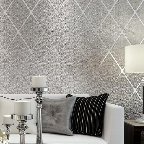 Modern 3D Stereoscopic Living Room TV Background Wall Papers Home Decor Non-woven Geometric Lattice Striped Wallpaper Bedroom