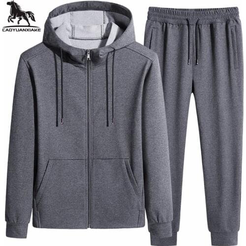Sportswear Sets Men 6XL 7XL 8XL Autumn New Winter Hooded Suit Mens Sports Tracksuit Mens 2 Piece Set Sweatshirt+Sweatpants 2001