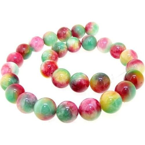Unique Pearls jewellery Store Charm Rainbow Red Yellow Green Jade 13-14mm Gemstone Loose Beads One Full Strand 15'' LC3-0289