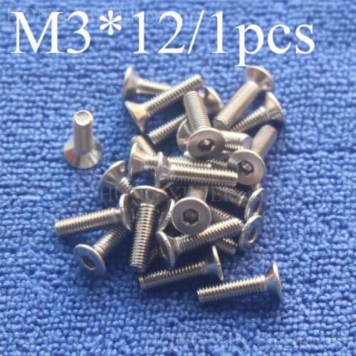 1Pcs M3*12 Flat Head Stainless Steel SS304 Machine Countersunk Screw Bolt Fastener Allen Key Head hex socket countersunk head