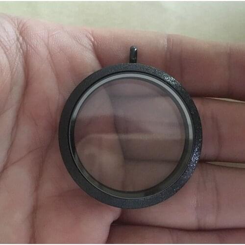 10Pcs/lot Black Sparkle Screw Stainless Steel Floating Locket Pendant for Women Fashion Jewelry Floating Charms Living Locket