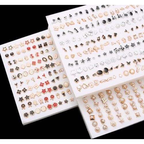 100/36/18pairs Earrings Mixed Styles Rhinestone Sun Flower Geometric Animal Plastic Stud Earrings Set For Women Girls Jewelry