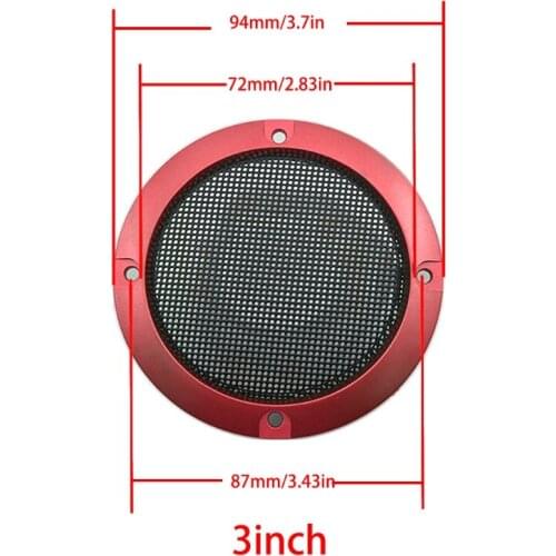 2pcs ABS Red 3\" Speaker Decorative Circle with Black Protective Grille Mesh DIY B85B