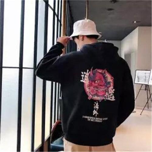 2020 Fashion Harajuku Hoodie Sweatshirt Mens Casual Black Hip Hop Japan Print Hoodie Streetwear Clothing Top Coat Winter Hoodie