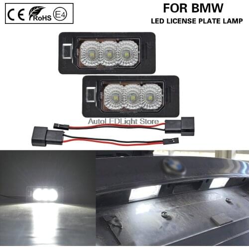 2x LED Number License Plate lights Lamp Clear lens+Chrome reflector For BMW E39 E60 E90 E92 F10 F30 E70 E71 E72 E80 F30 F33 F22