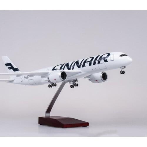 47cm Finnish Airlines A350 Simulated Cvil Aircraft With Wheel And Lamp Airbus Ratio 1:142Plane Model Diecast Aircraft Toys