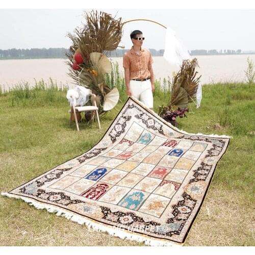 6'x9' Vintage Garden Pattern Hand Woven Persian Silk Floor Qum Rug (YWX087A)