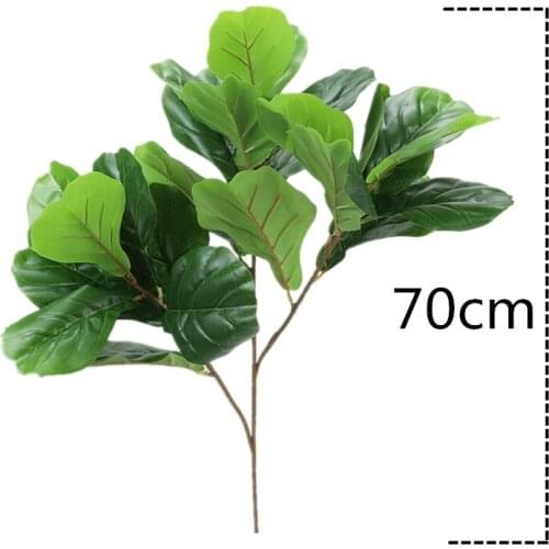 70cm Large Artificial Ficus Tree Branch Fake Green Plants Palm Leafs Tropical Shrub Faux Rubber Tree for Home Autumn Decoration