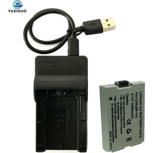 3.7V 1500mAh BP-110 BP110 Digital Camera Battery + USB Charger for Canon R28 R26 R206 R21 R200 HFR28 HFR200 HFR206
