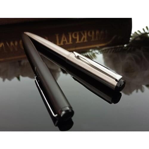 0.5mm ink STOHOLEE All Metal Pen Black Silver Roller Pen Stationery School Office Supplies Roller Ballpoint Pen Writing Pens