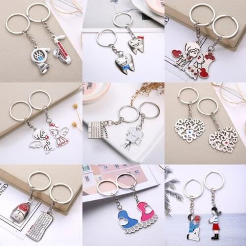 I Love You Couple Keychain Heart Shaped LOVE Letters Bride And Groom Key Chain Animal Heart Key Ring For Lovers Best Friends