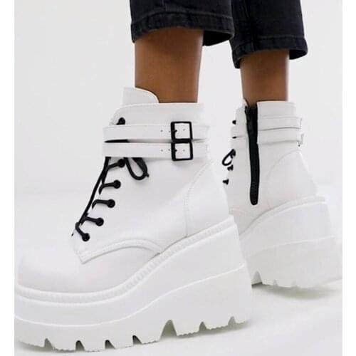 Luxury Brand New INS Hot Ladies High Platform Boots Fashion High Heels Ankle Boots Women 2020 Party Wedges Shoes Woman 220