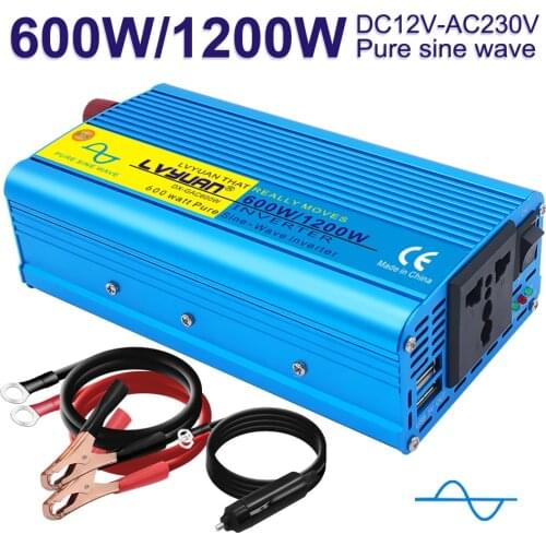 1200W car inverter dc 12v to ac 220v Converter Power Supply Pure Sine Wave Solar Power Inverter adapter Transformer