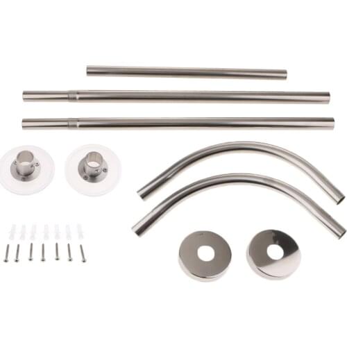 Curved Shower Curtain U Shape Rail Bath Tub Track Ring Clip Track Hanger Rod 31-47inch Adjustable Size