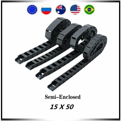 18 x 50mm 18*50mm L1000mm Cable Drag Chain Wire Carrier End Connectors Semi-enclosed For CNC Router Machine Tools