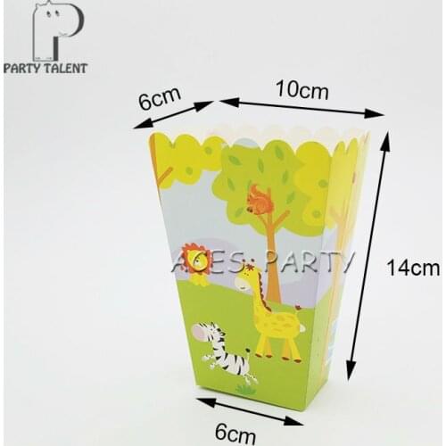 8pcs/lot Popcorn Box for Kids Children Jungle Animals Theme Birthday Party Baby Shower Party Decoration Party Supplies