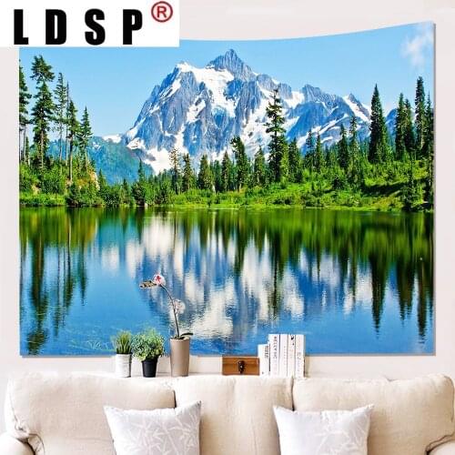 LDSP Lake Forest Snow Mountain Landscape Tapestry Hanging Covering Rugs Background Cloth Beach Mat Blanket Art Living Home Decor