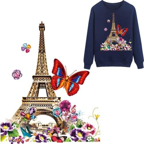 Flower Patches Iron-on Transfers for Clothing Thermoadhesive Patch Diy Thermal Stickers on Clothes Butterfly Applique Fabric