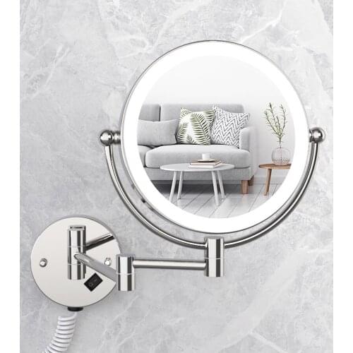 Free Shipping 8"LED light Wall Mounted Round Magnifying Mirror LED Makeup Mirror battery make up ladys private mirrors