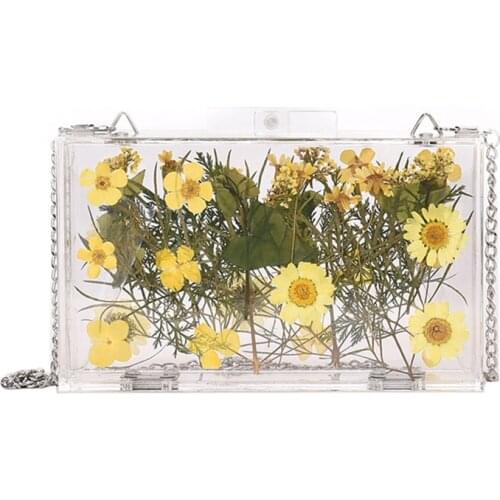 2019 New Women Bag Transparent Square Bag Flower Print Chain Shoulder Bag Fashion Design Ladies Messenger Bag