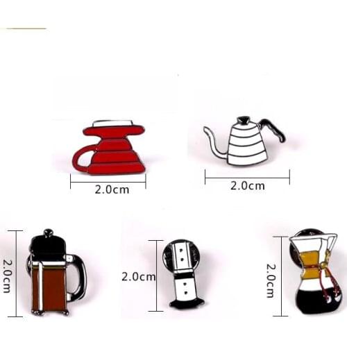 Wholesale 10pcs / lot fashion jewelry accessorie Metal Pot Philharmonic Filter Cup Coffee Chemex Brooch