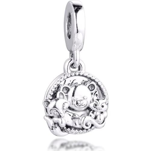 Fits Pandora Bracelet Bear Fox & Squirrel Dangle Charm 925 Sterling Silver Beads for DIY Making Women Jewelry kralen abalorios