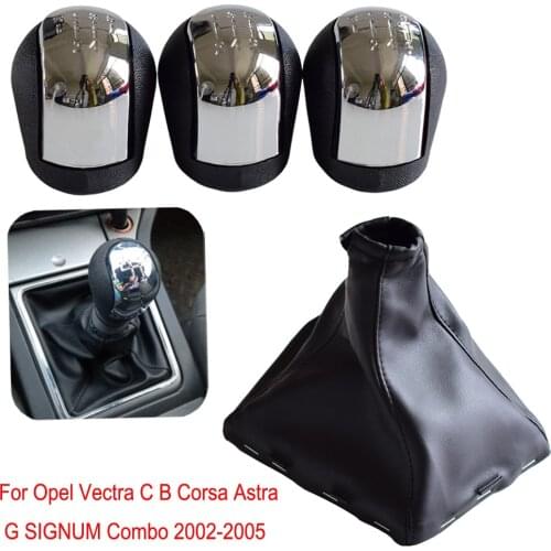 Manual 5 6 Speed Gear Shift Knob HandBall ABS Leather For Opel Vectra C B Corsa Astra G SIGNUM Combo 02-05 With Gaiter Boot