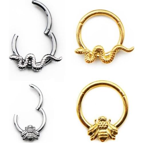 1PC CZ Cartilage Earrings 316L Surgical Steel Zircon Septum Clicker Nose Ring Hoop Segment Ring Daith Ring Piercing Jewelry