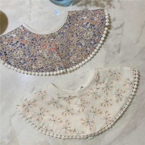 Korean Version Of The Small Fresh Baby Child Printed Bib A Fabric Cotton Non-Fluorescent Girls Baby Saliva Towel Fake Collar