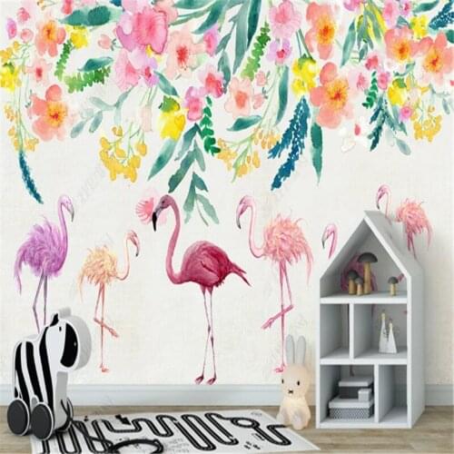 Modern Minimalist Wallpapers for Living Room Flamingo Flower 3d Wallpaper Nordic TV Background Murals Wall Papers Home Decor